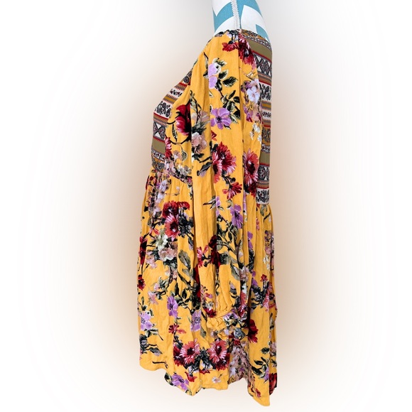 Umgee Boho Flower Dress Marigold with Flowers - Picture 3 of 10
